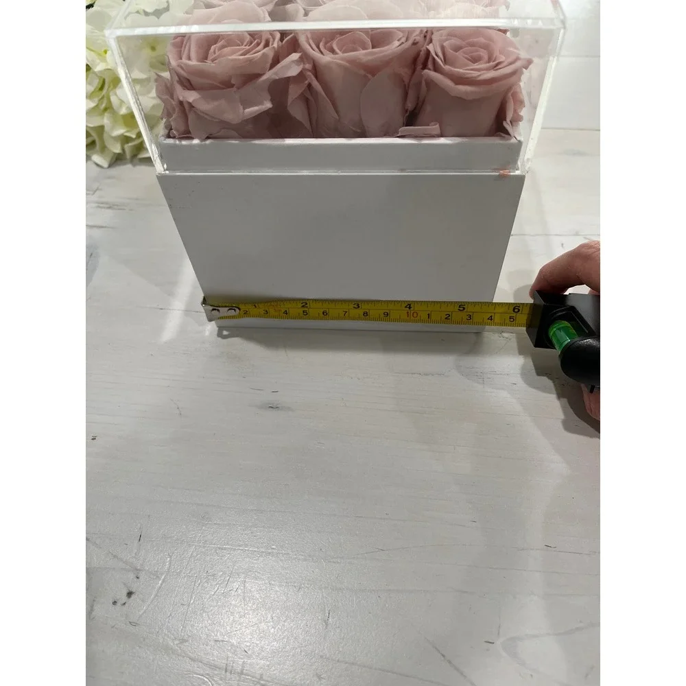 Perfectione Roses 9 real pink Roses Preserved‎ Clear Acrylic Box Floral Gift